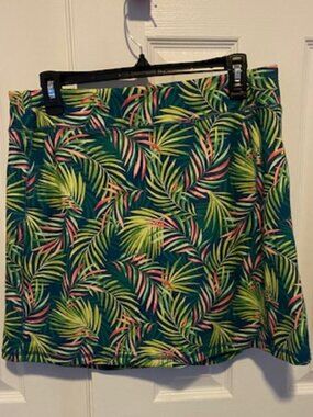 Lands' End Tropical Print Skort- Green and Yellow